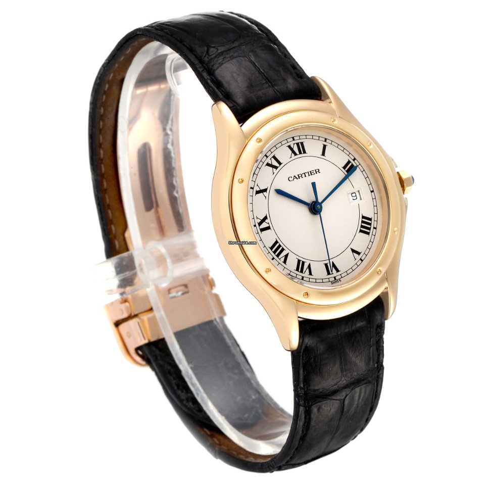 IMG_9081 Cartier Cougar Mens watch Unisex Quartz Yellow gold 887904 Replica 4