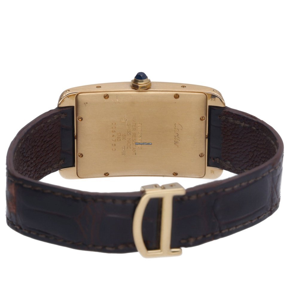 Cartier Tank Americaine Mens watch Unisex Quartz Yellow gold 1740 Replica 4