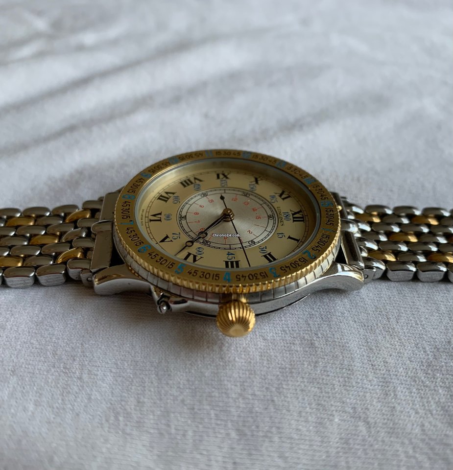 IMG_9081 Longines Lindbergh Hour Angle Mens watch Unisex Automatic Gold Steel 989.5215 Replica 4