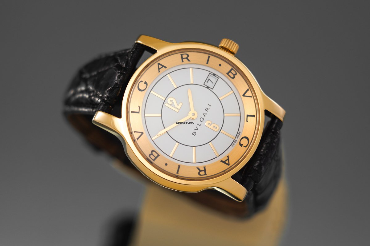 IMG_9081 Bulgari Solotempo Mens watch Unisex Quartz Yellow gold ST35G Replica 4