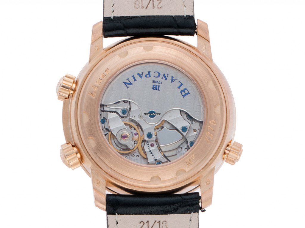 IMG_9081 Blancpain Leman Reveil GMT Mens watch Unisex Automatic Rose gold 2041B-3630N Replica 4