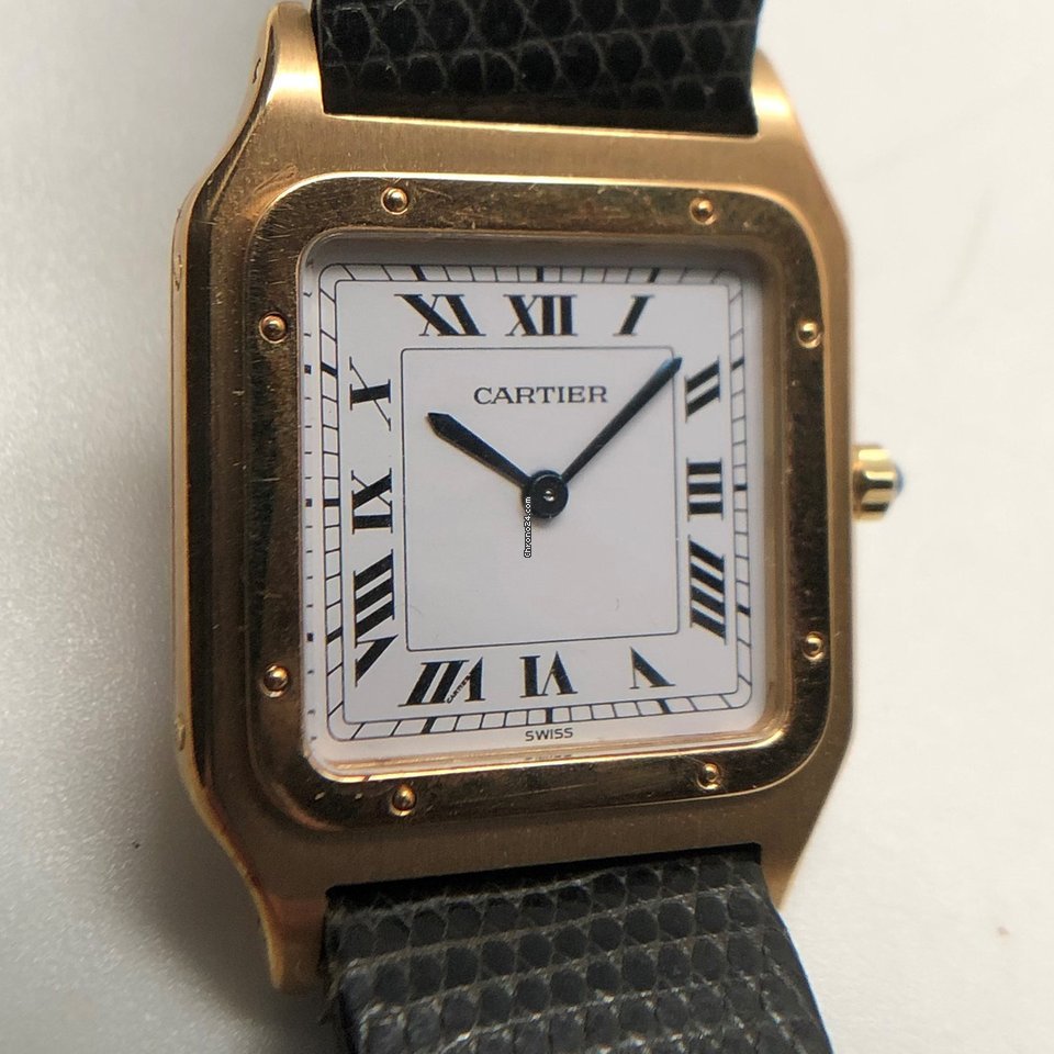 IMG_9081 Cartier Santos Dumont Mens watch Unisex Manual winding Yellow gold 96054 Replica 4
