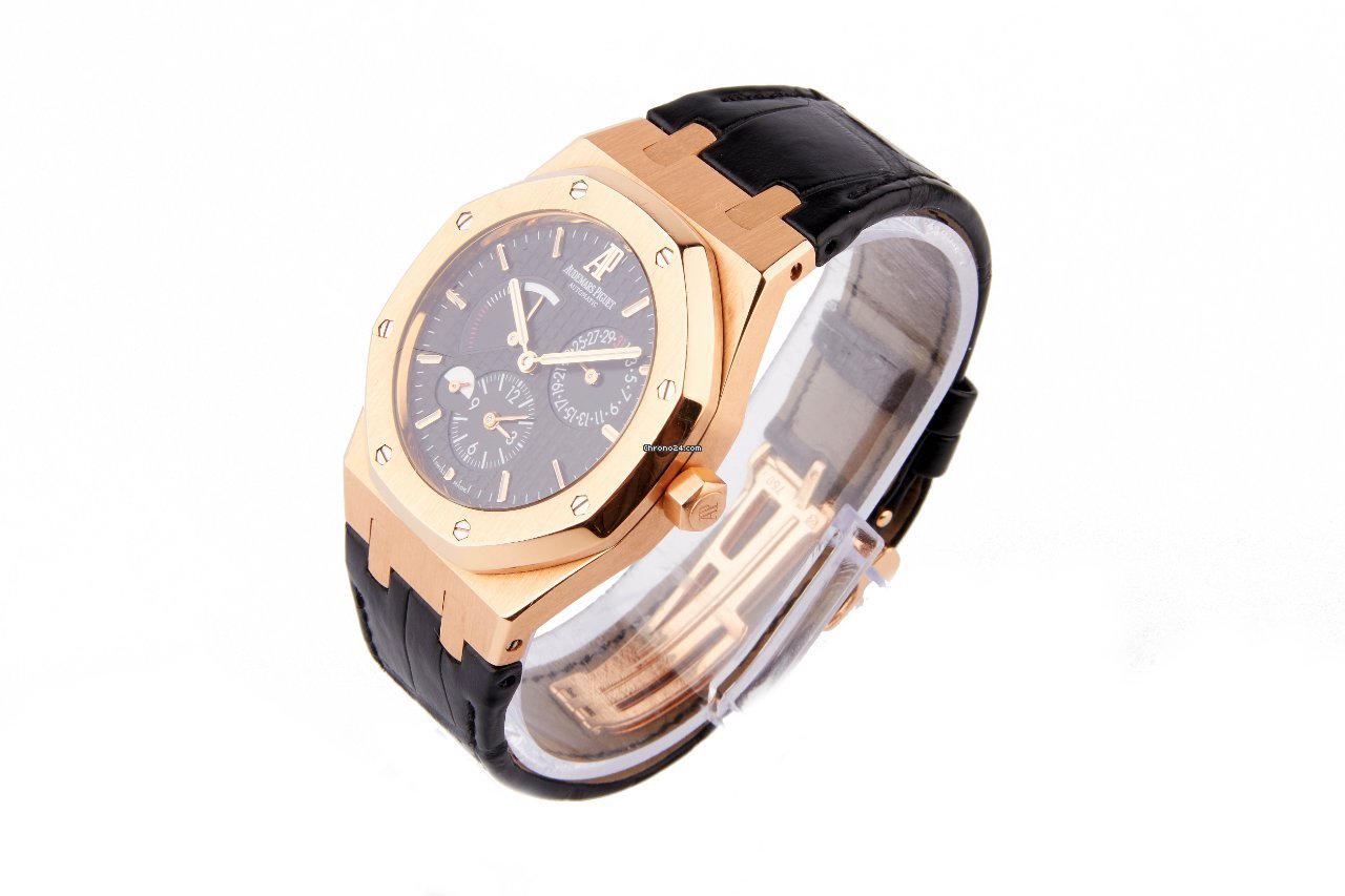 IMG_9081 Audemars Piguet Royal Oak Dual Time Mens watch Unisex Automatic Rose gold 26120OR.OO.D002CR.01 Replica 4