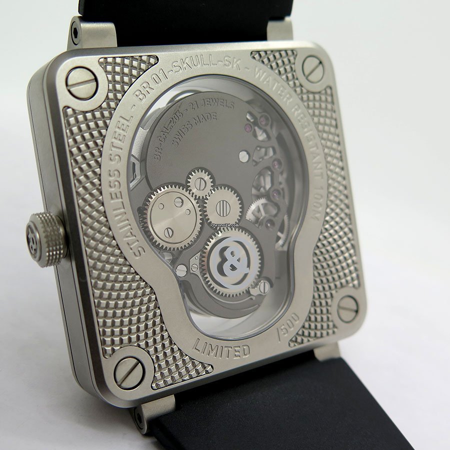 IMG_9081 Bell & Ross BR 01 Mens watch Unisex Manual winding Steel BR01-SKULL-SK-ST Replica 4