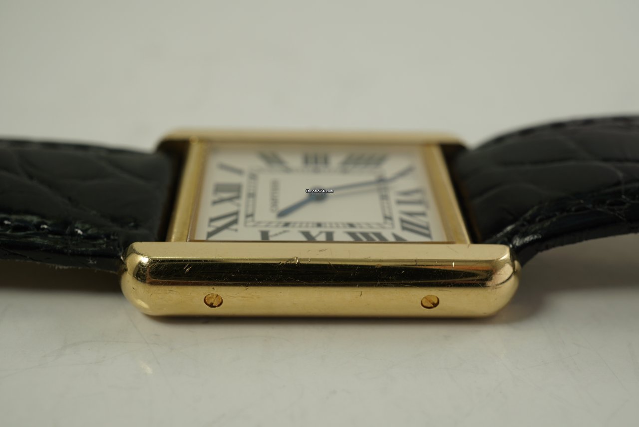 IMG_9081 Cartier Tank Solo Mens watch Unisex Quartz Gold Steel 2743 Replica 4