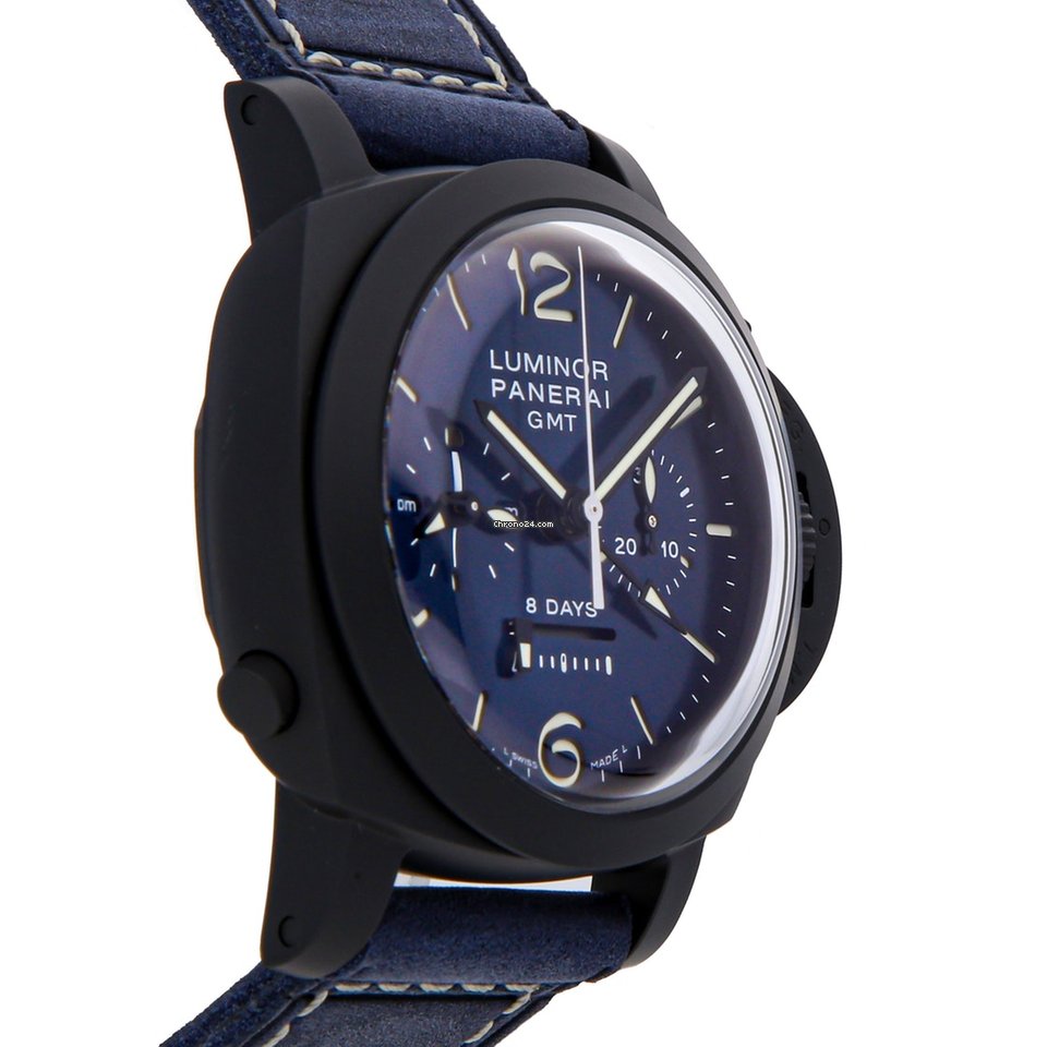 IMG_9081 Panerai Luminor 1950 8 Days Chrono Monopulsante GMT Mens watch Unisex Automatic Ceramic PAM01135 Replica 4