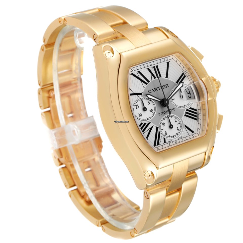 IMG_9081 Cartier Roadster Mens watch Unisex Automatic Yellow gold W62021Y2 Replica 4