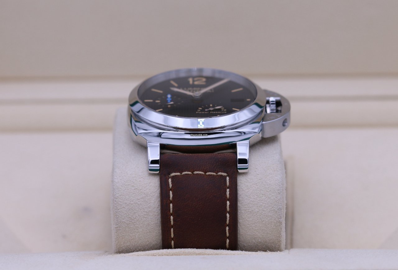 IMG_9081 Panerai Luminor 1950 3 Days GMT Power Reserve Automatic Mens watch Unisex Automatic Steel PAM 01537 Replica 4