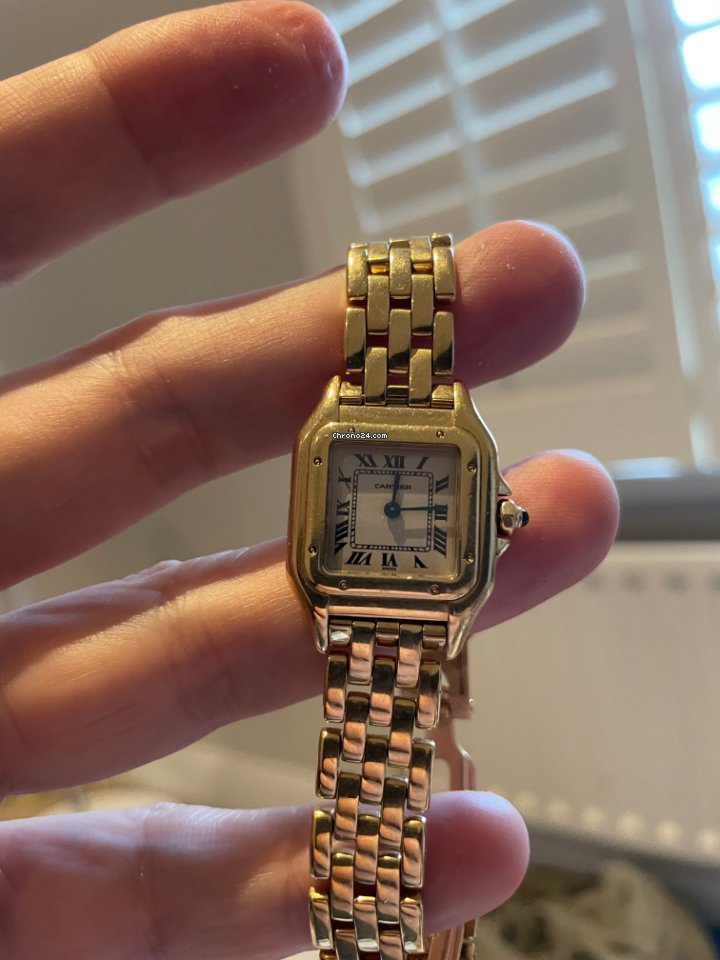 IMG_9081 Cartier Panthere Womens watch Quartz Yellow gold 1070 Replica 4
