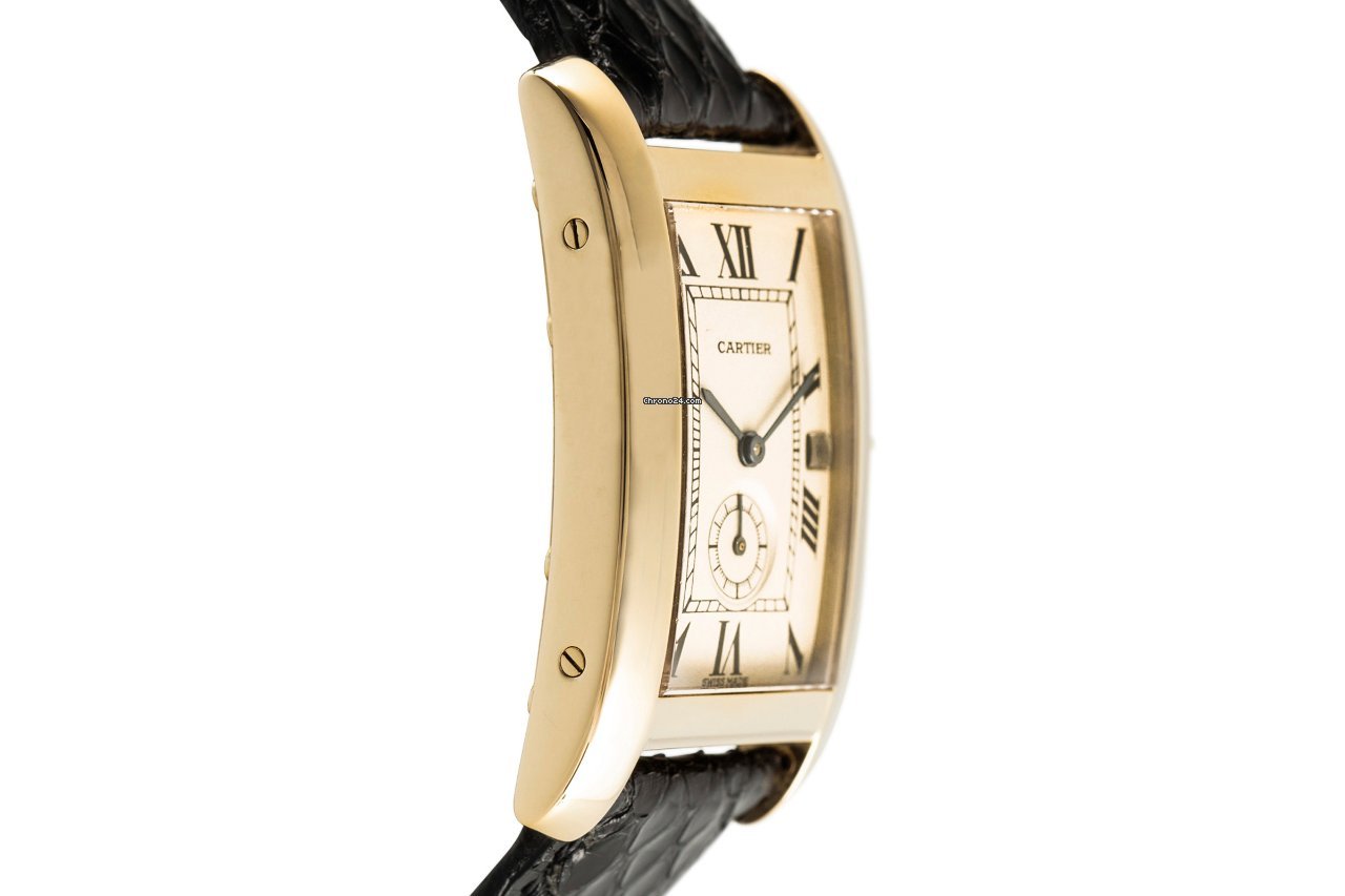 IMG_9081 Cartier Tank Americaine Mens watch Unisex Quartz Yellow gold 811905 Replica 4