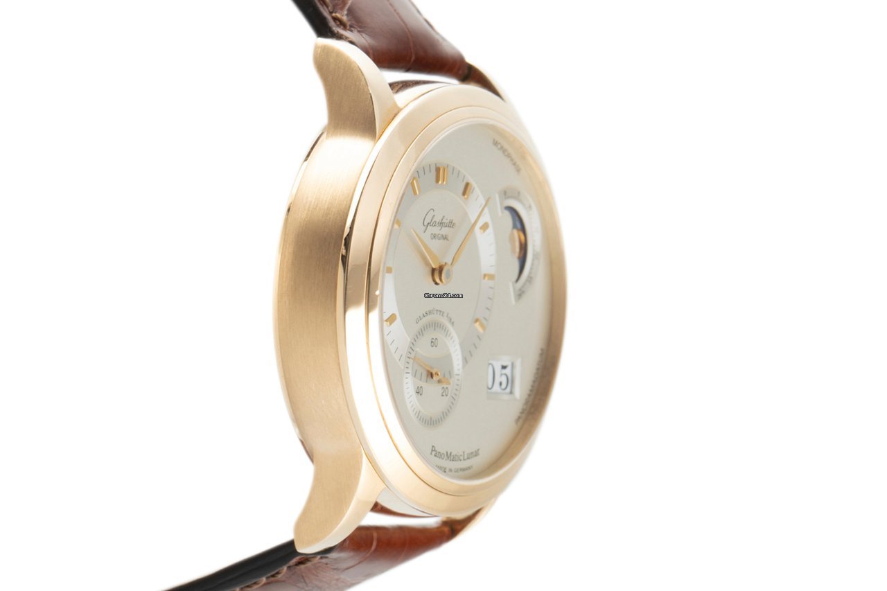 IMG_9081 Glashutte Original PanoMaticLunar Mens watch Unisex Automatic Yellow gold 90-02-01-01-04 Replica 4