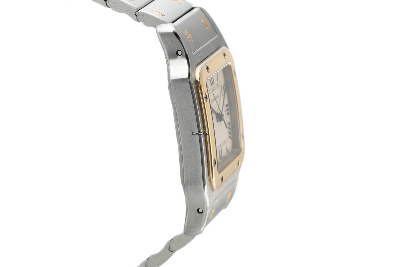 IMG_9081 Cartier Santos Galbee Mens watch Unisex Quartz Gold Steel 187901 Replica 4