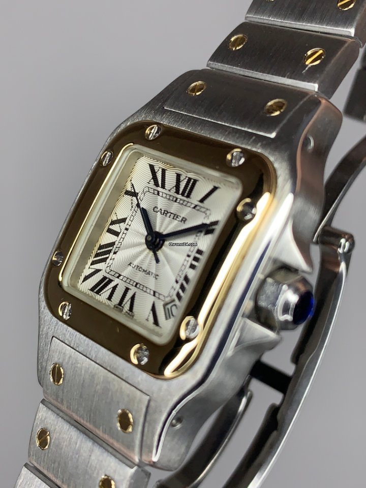 IMG_9081 Cartier Santos Galbee Womens watch Automatic Gold Steel 2423 Replica 4