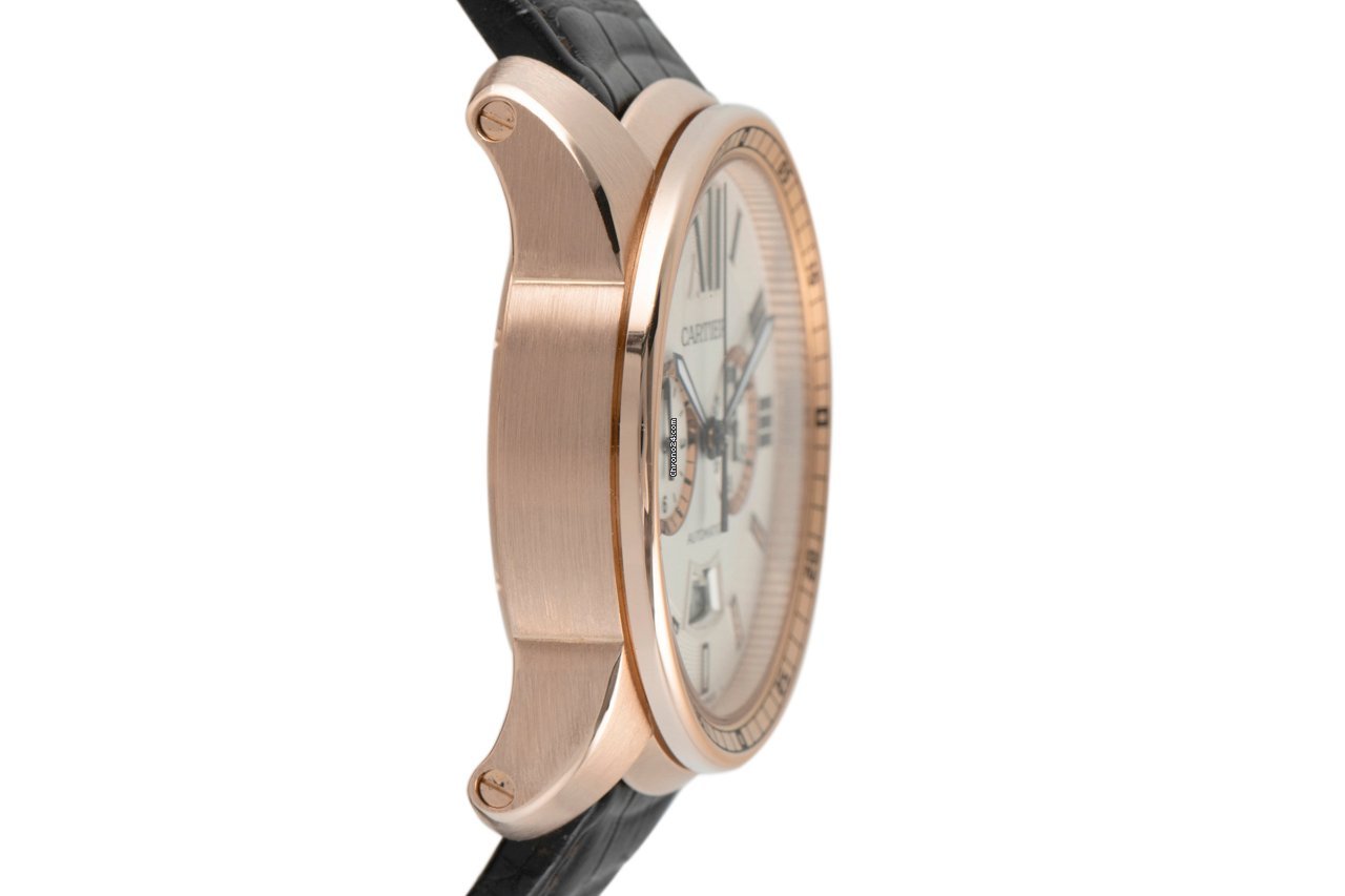 IMG_9081 Cartier Calibre de Cartier Chronograph Mens watch Unisex Automatic Red gold W7100044 Replica 4