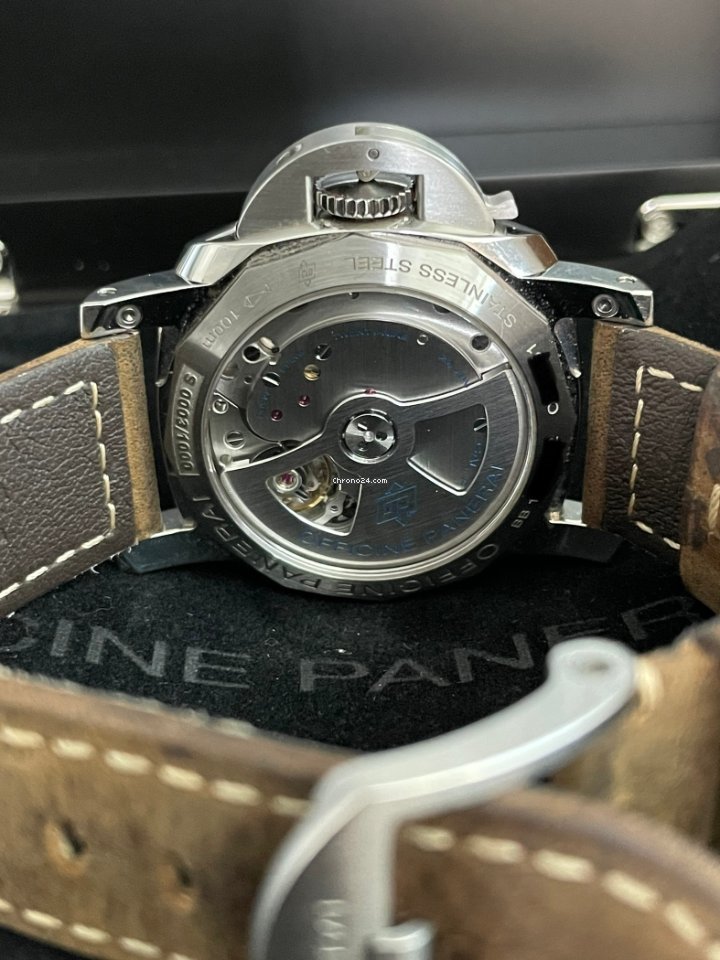 IMG_9081 Panerai Luminor 1950 3 Days GMT Power Reserve Automatic Mens watch Unisex Automatic Steel PAM 00537 Replica 4