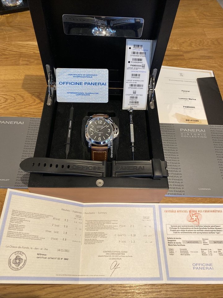 IMG_9081 Panerai Luminor Marina Mens watch Unisex Manual winding Steel PAM 00005 Replica 4