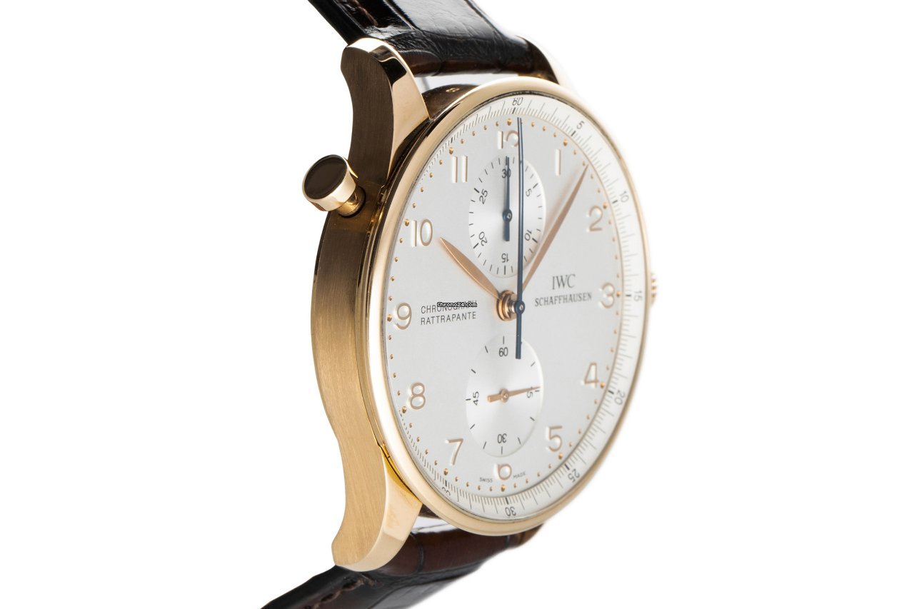 IWC Portuguese Chronograph Mens watch Unisex Manual winding Yellow gold 3712 Replica 4