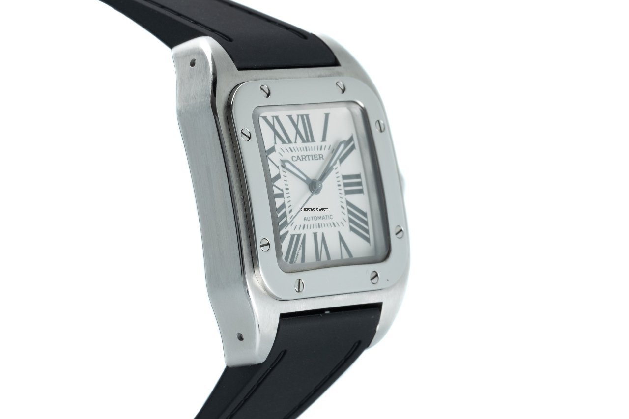 IMG_9081 Cartier Santos 100 Mens watch Unisex Automatic Steel 2878 Replica 4