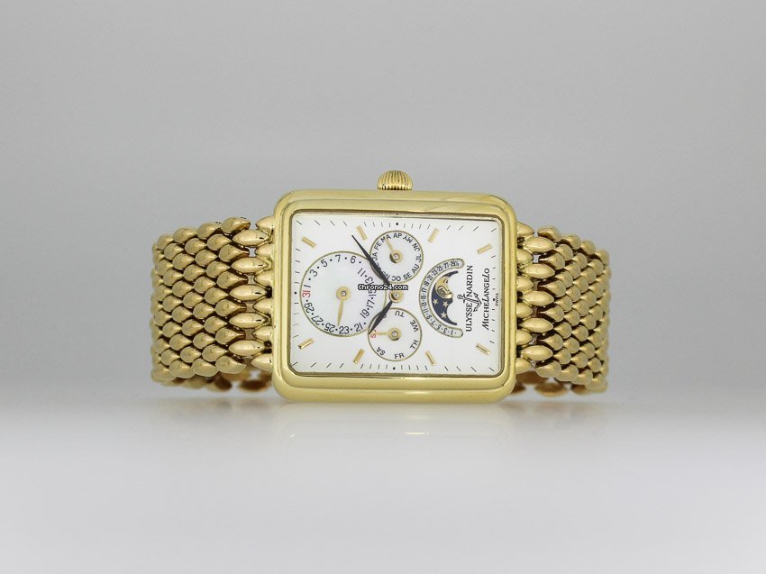 IMG_9081 Ulysse Nardin Michelangelo Mens watch Unisex Automatic Yellow gold 161-42 Replica 4