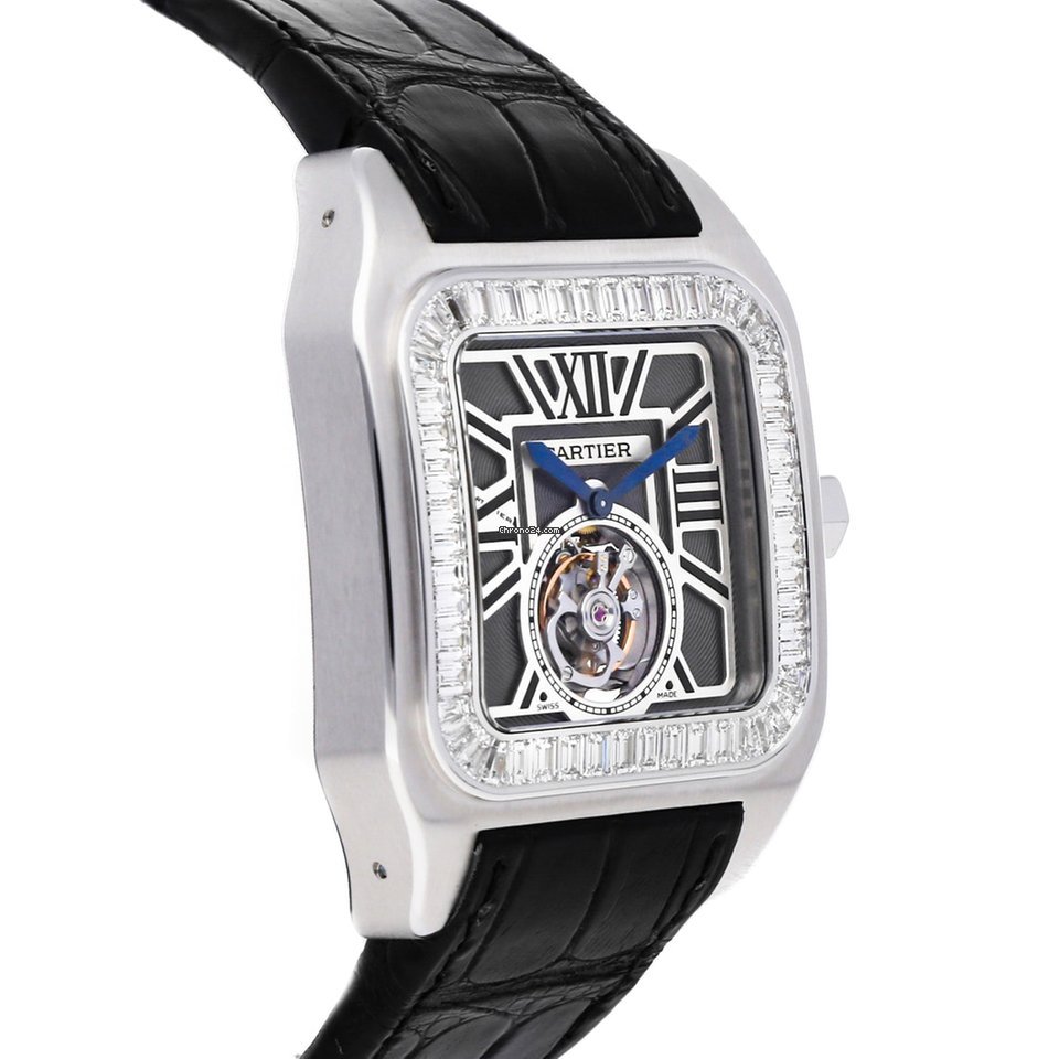 IMG_9081 Cartier Santos 100 Mens watch Unisex Manual winding White gold HPI00312 Replica 4