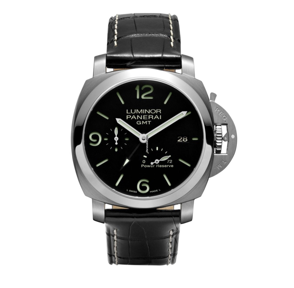 IMG_9081 Panerai Luminor 1950 3 Days GMT Power Reserve Automatic Mens watch Unisex Automatic Steel PAM00321 Replica 4