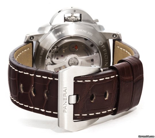 IMG_9081 Panerai Luminor 1950 3 Days GMT Automatic Mens watch Unisex Automatic Steel PAM00320 Replica 4