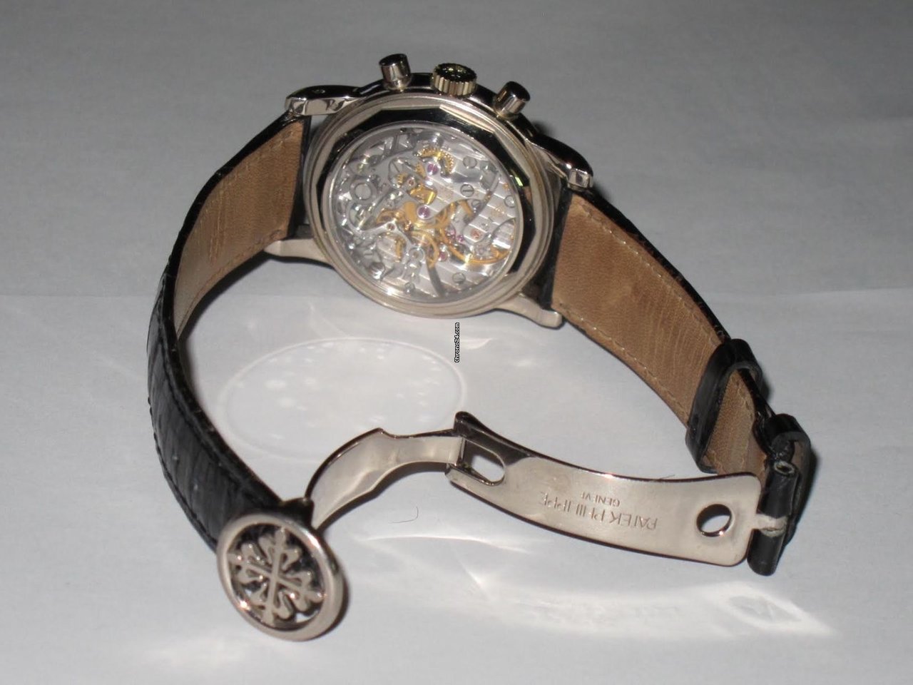 IMG_9081 Patek Philippe Perpetual Calendar Chronograph Mens watch Unisex Manual winding White gold 3970G Replica 4