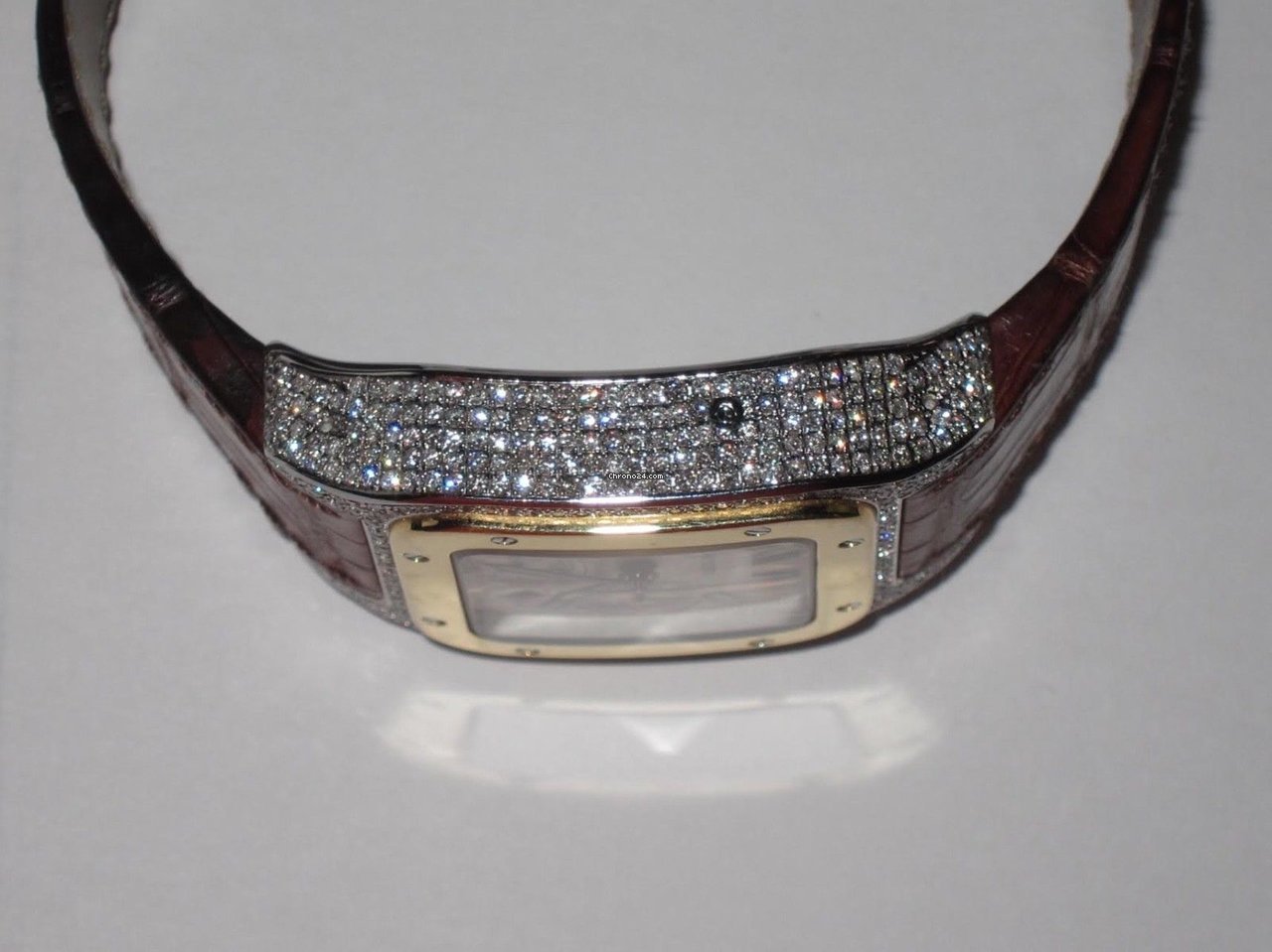 IMG_9081 Cartier Santos 100 Mens watch Unisex Automatic Gold Steel W20091X7 Replica 4