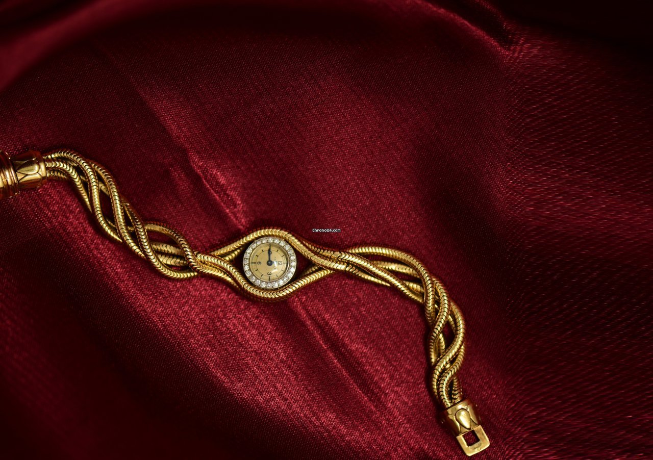 Cartier Womens watch Manual winding Yellow gold RARE 1940S DIAMOND SET PLATINUM, 18KT YG TRIPLE TWIST WATCH Replica 4