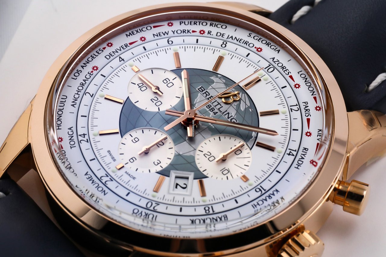 IMG_9081 Breitling Transocean Chronograph Unitime Mens watch Unisex Automatic Rose gold RB0510U0 A733 Replica 5