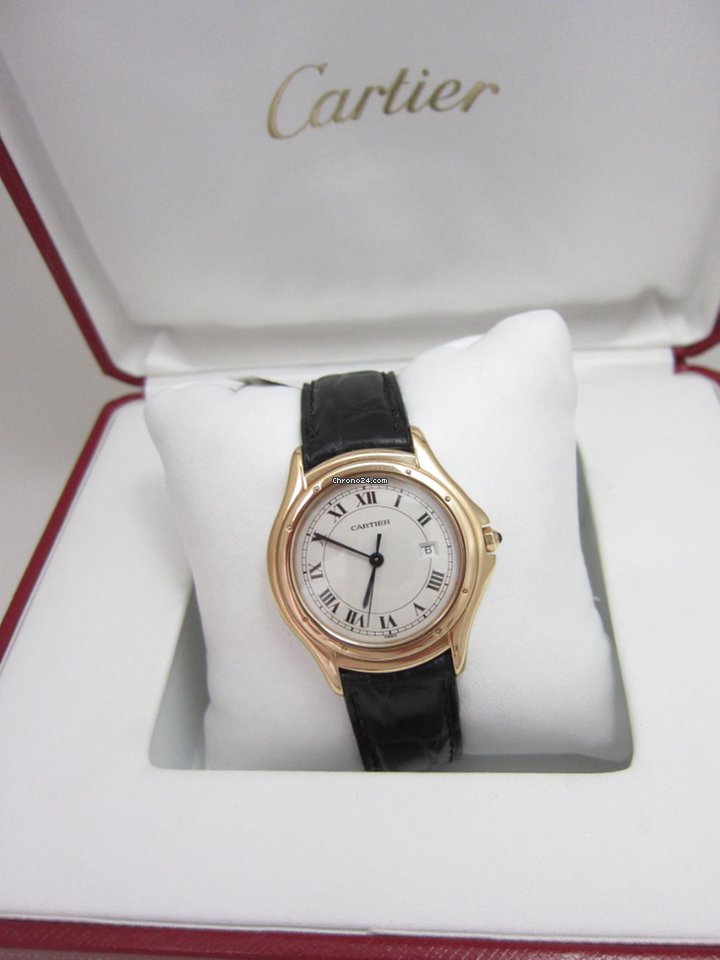 IMG_9081 Cartier Cougar Mens watch Unisex Quartz Yellow gold 887920 Replica 5