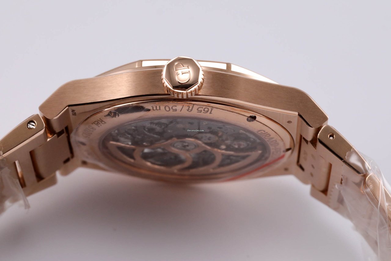IMG_9081 Girard Perregaux Laureato Mens watch Unisex Automatic Rose gold 81015-52-002-52A Replica 5