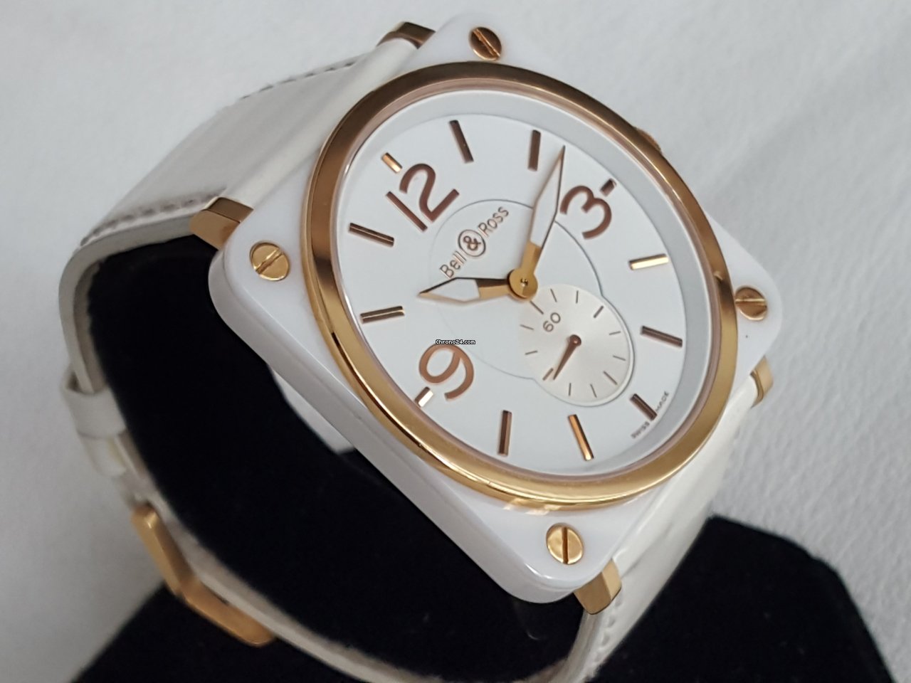 IMG_9081 Bell & Ross BR S Mens watch Unisex Quartz Rose gold BRS-98-WCR Replica 5