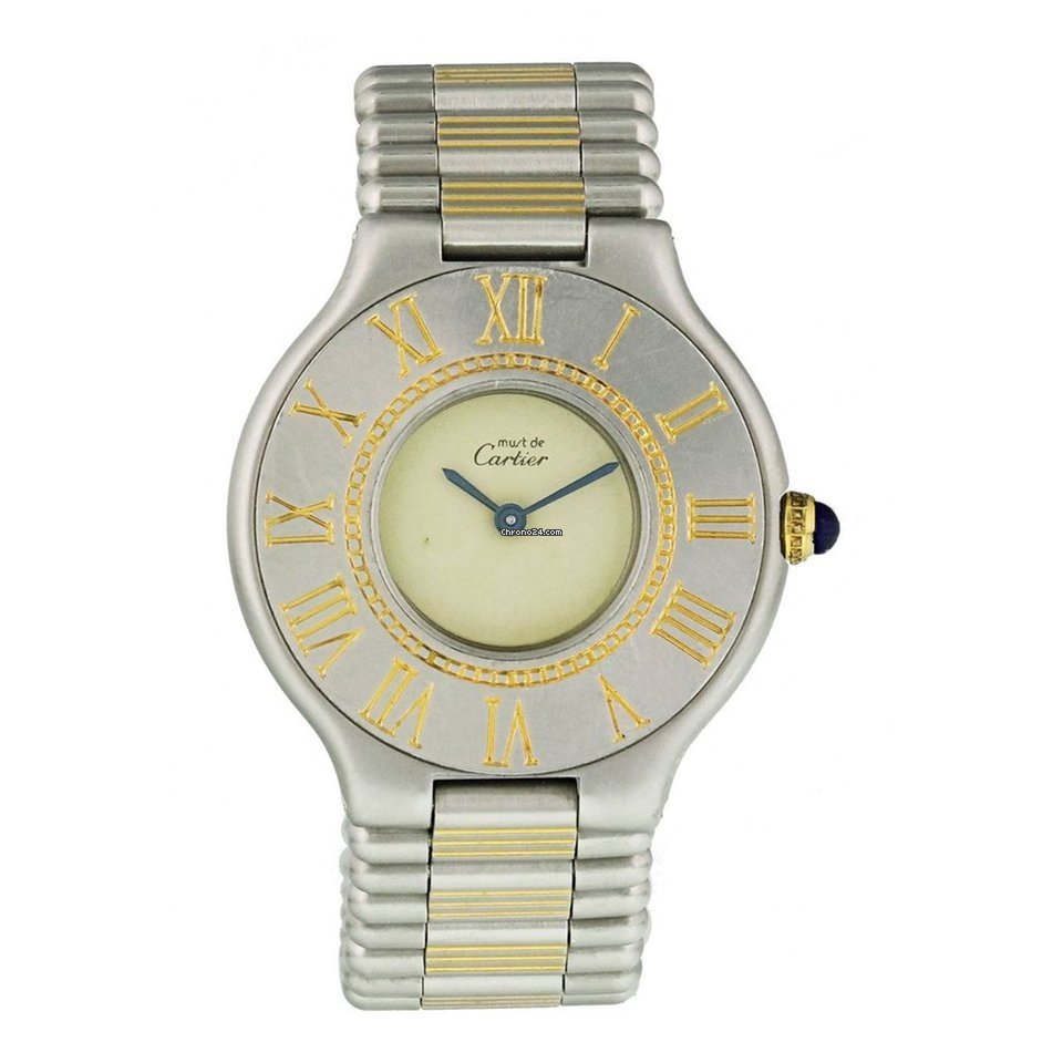 IMG_9081 Cartier 21 Must de Cartier Womens watch Quartz Steel 1340 Replica 5