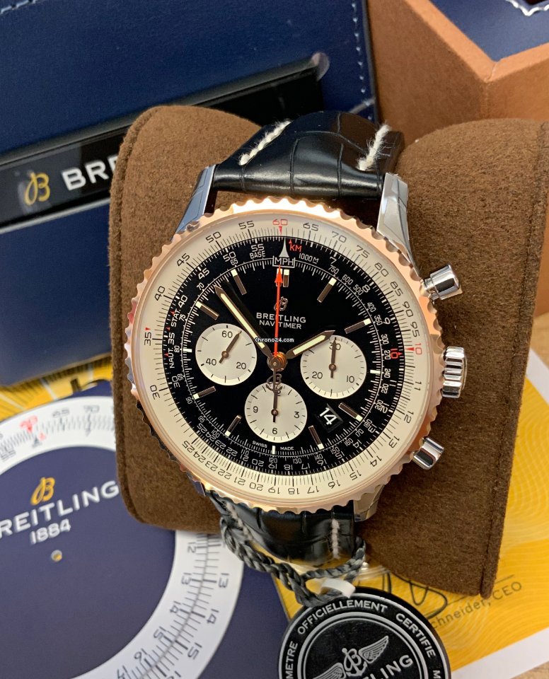 IMG_9081 Breitling Navitimer 01 (46 MM) Mens watch Unisex Automatic Gold Steel UB0127211B1P1 Replica 5