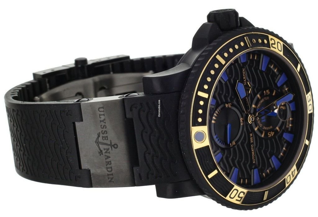Ulysse Nardin Diver Black Sea Mens watch Unisex Automatic Gold Steel 263-92 Replica 5
