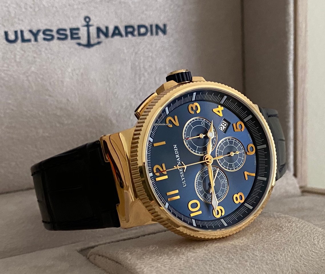 IMG_9081 Ulysse Nardin Marine Chronograph Mens watch Unisex Automatic Rose gold 1506-150 63 Replica 5