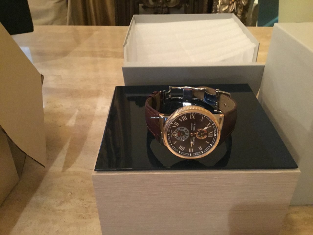 IMG_9081 Ulysse Nardin Marine Chronometer Manufacture Mens watch Unisex Automatic Gold Steel 1185-126 45 Replica 5
