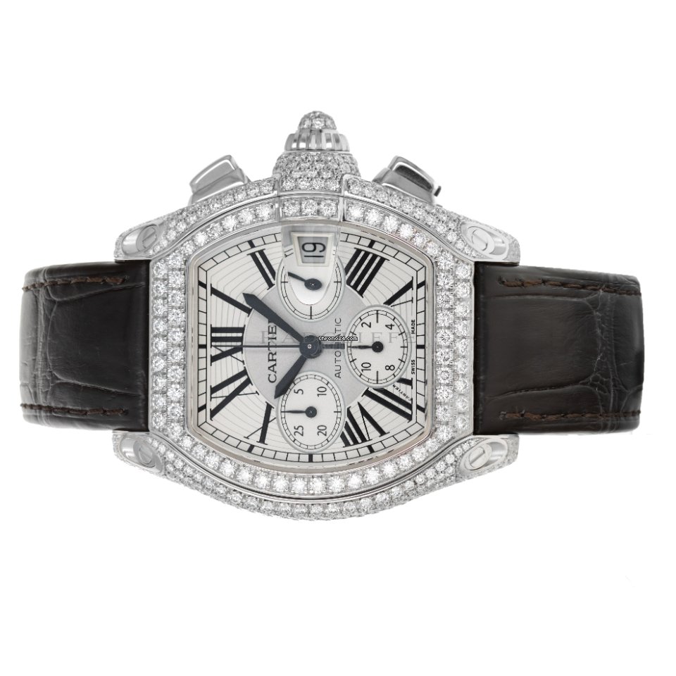 IMG_9081 Cartier Roadster Mens watch Unisex Automatic White gold Cartier 2826 Replica 5