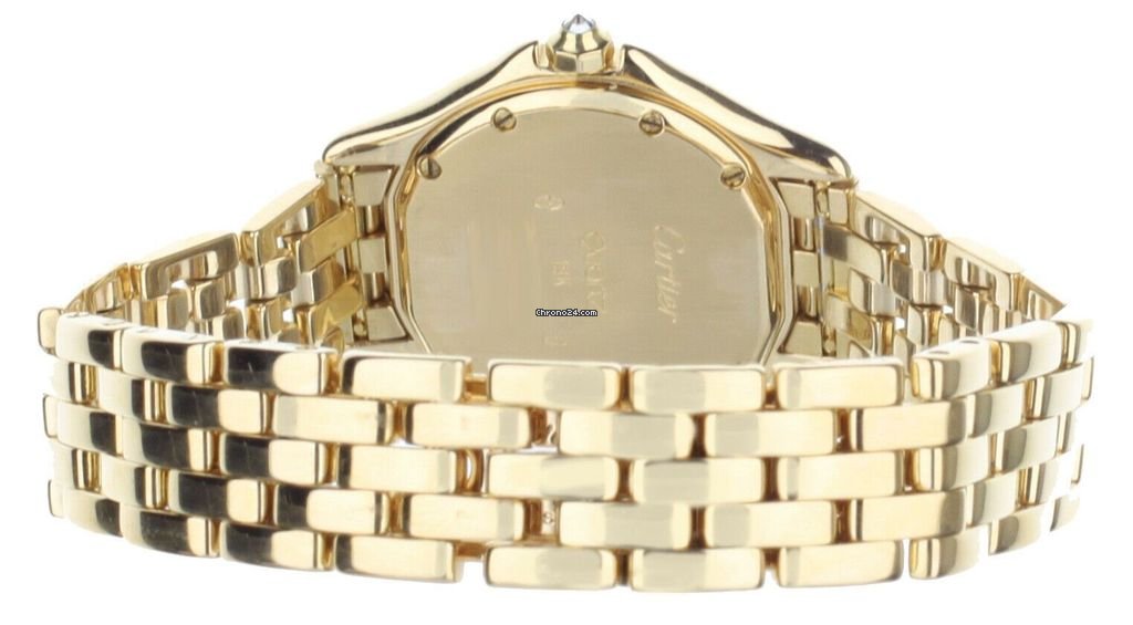 IMG_9081 Cartier Cougar Mens watch Unisex Quartz Yellow gold 887907 Replica 5