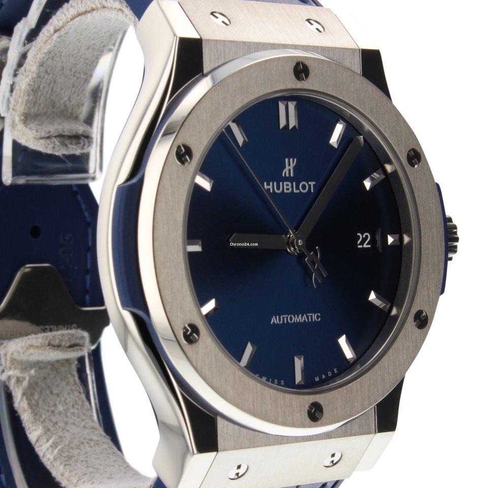 IMG_9081 Hublot Classic Fusion Blue Mens watch Unisex Automatic Titanium 542NX7170LR Replica 5