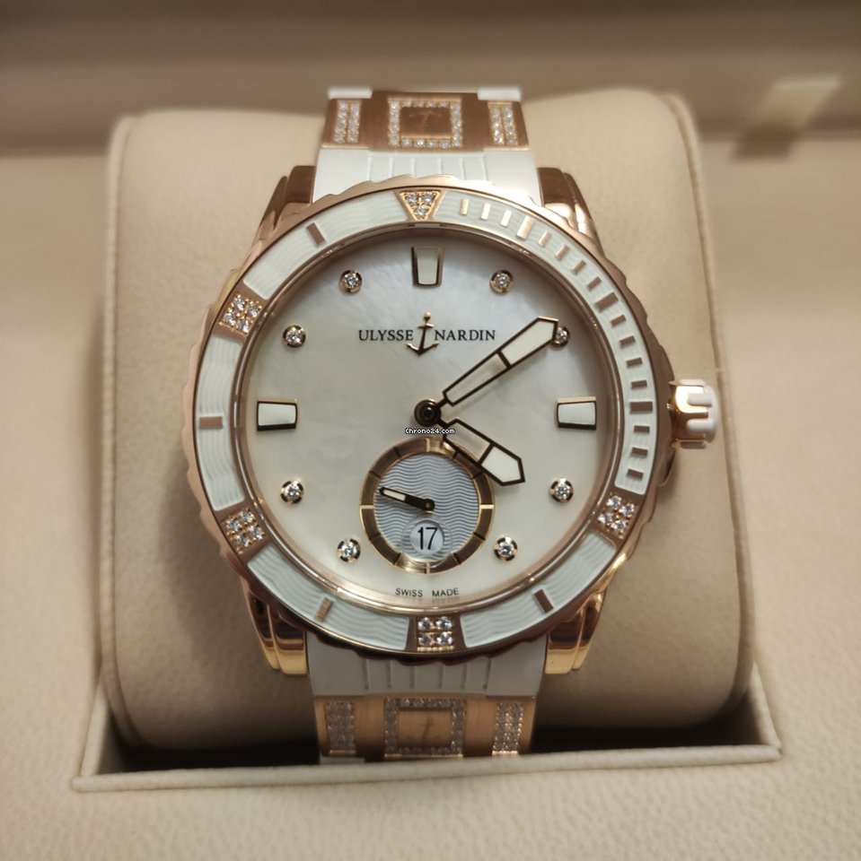 IMG_9081 Ulysse Nardin Lady Diver Womens watch Automatic Rose gold 3202-190-3C 10.10 Replica 5