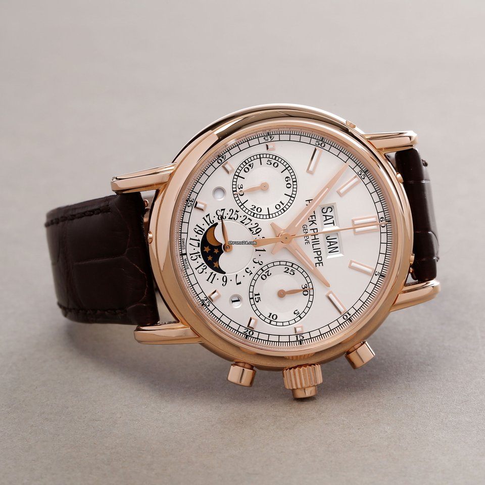 IMG_9081 Patek Philippe Perpetual Calendar Chronograph Mens watch Unisex Manual winding Rose gold 5204R-001 Replica 5