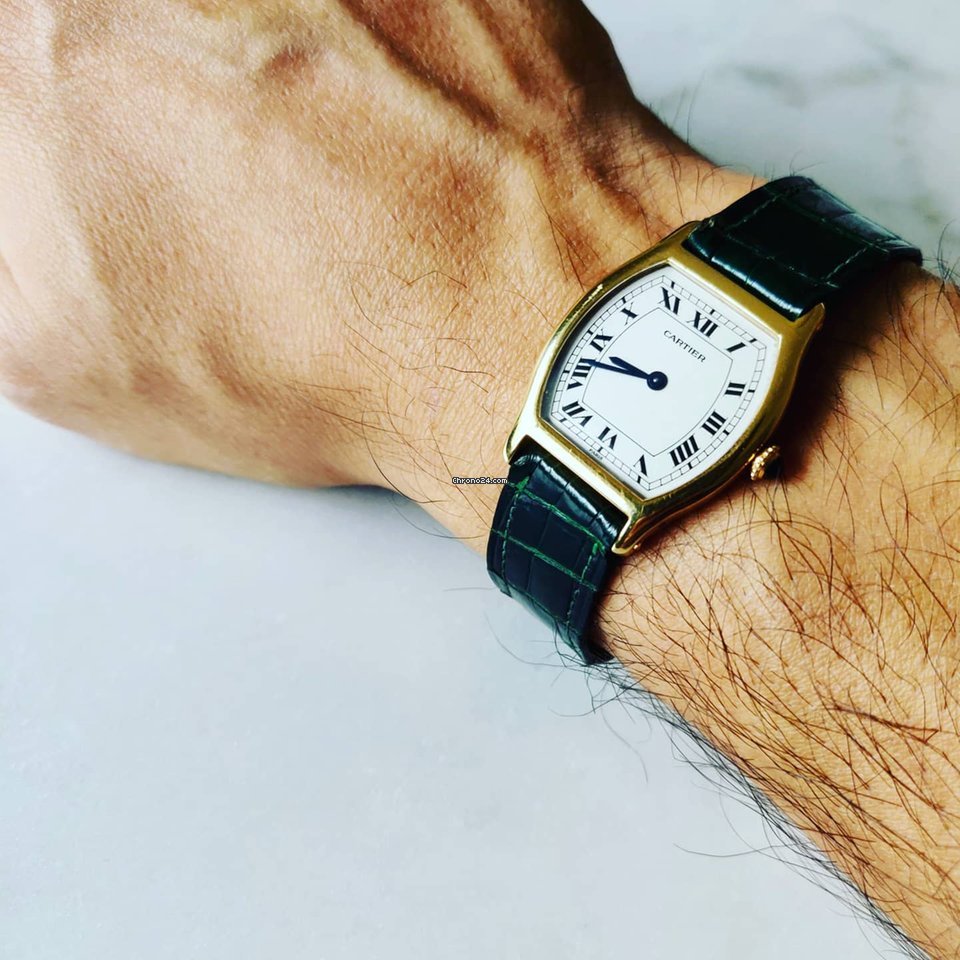 IMG_9081 Cartier Tortue Mens watch Unisex Manual winding Yellow gold 96069 Replica 5