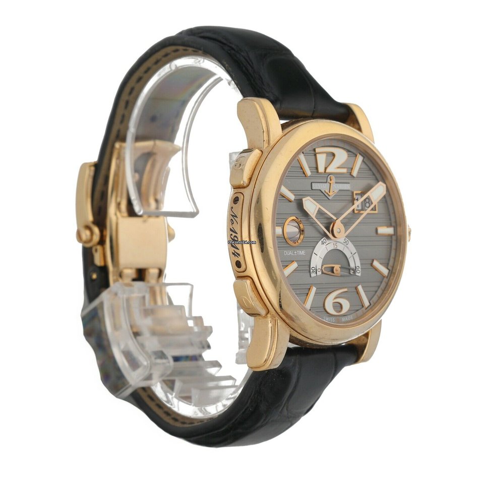 IMG_9081 Ulysse Nardin Dual Time Mens watch Unisex Automatic Yellow gold 246-55 Replica 5
