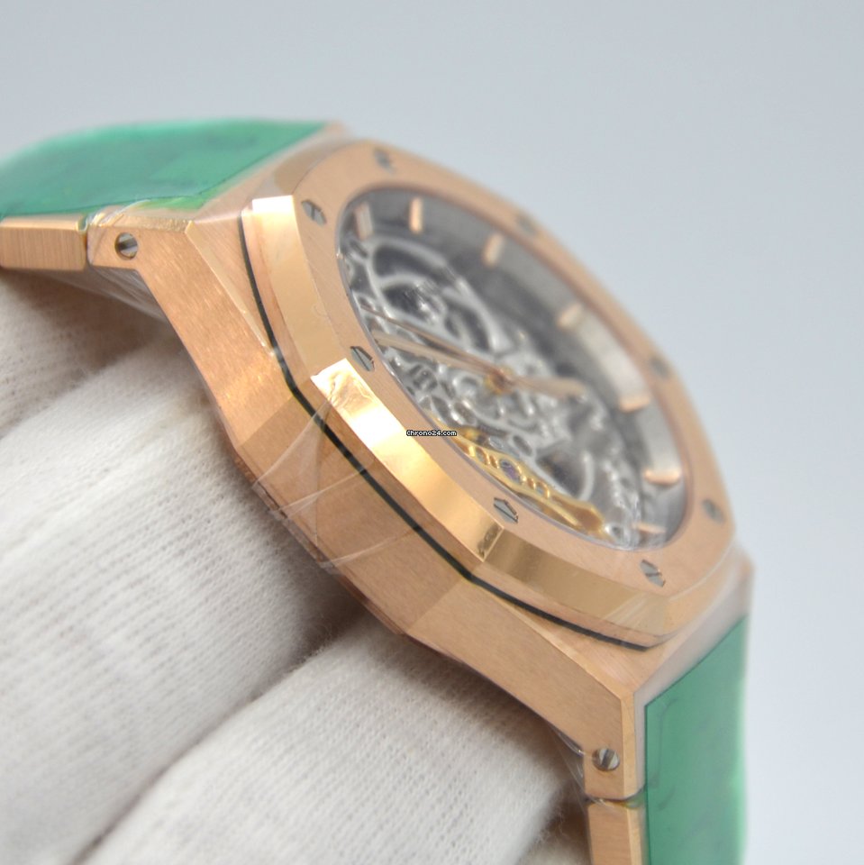 IMG_9081 Audemars Piguet Royal Oak Double Balance Wheel Openworked Mens watch Unisex Automatic Rose gold 15467OR.OO.1256OR.01 Replica 5