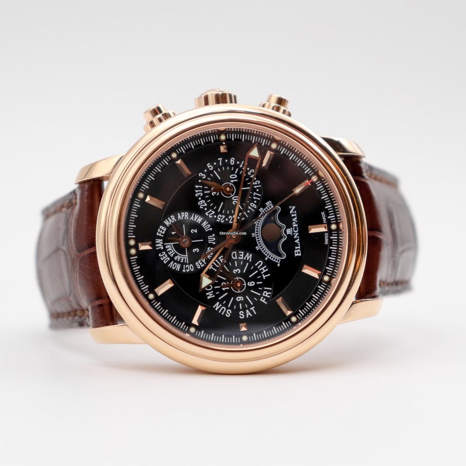 IMG_9081 Blancpain Leman Fly-Back Mens watch Unisex Automatic Rose gold 2685F-3630-53B Replica 5