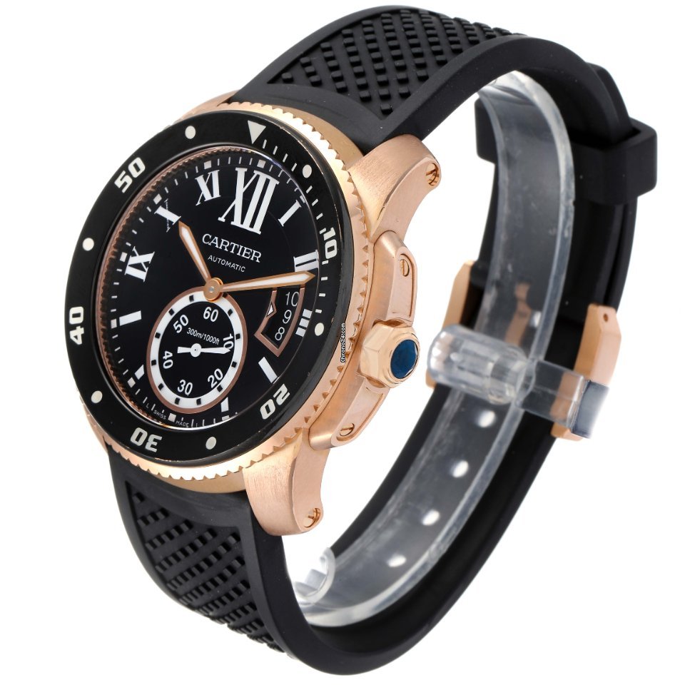 IMG_9081 Cartier Calibre de Cartier Diver Mens watch Unisex Automatic Rose gold W7100052 Replica 5