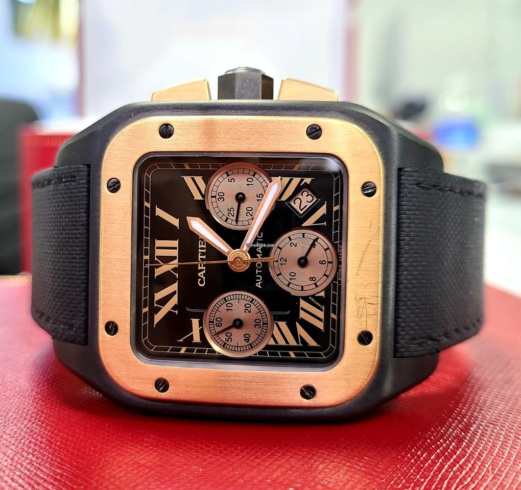 Cartier Santos 100 Mens watch Unisex Automatic Rose gold W2020004 Replica 5