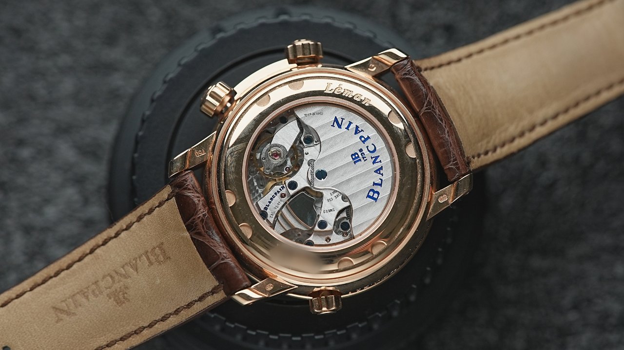 IMG_9081 Blancpain Leman Reveil GMT Mens watch Unisex Automatic Rose gold 2041-3642M-53B Replica 5